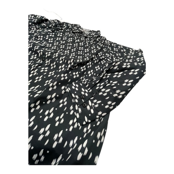 Roman’s Blouse Size 1X Black White Long Sleeves button down with collar - Picture 5 of 10